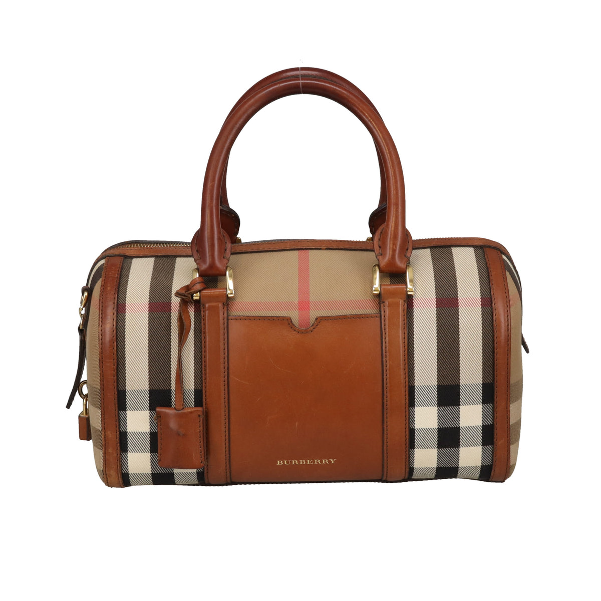 Burberry Alchester Bowling Bag In House Check (No Strap)