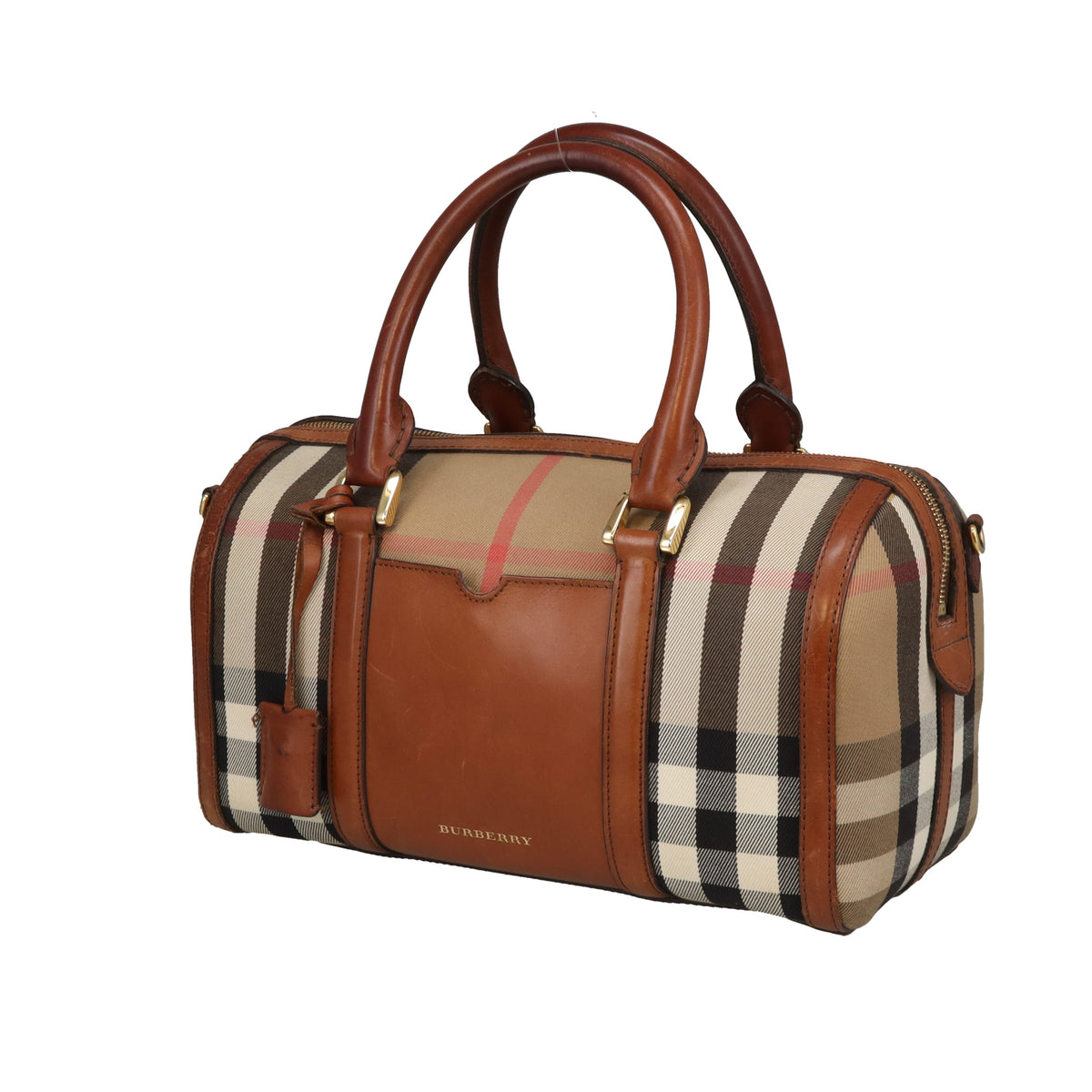 Burberry Alchester Bowling Bag In House Check (No Strap)