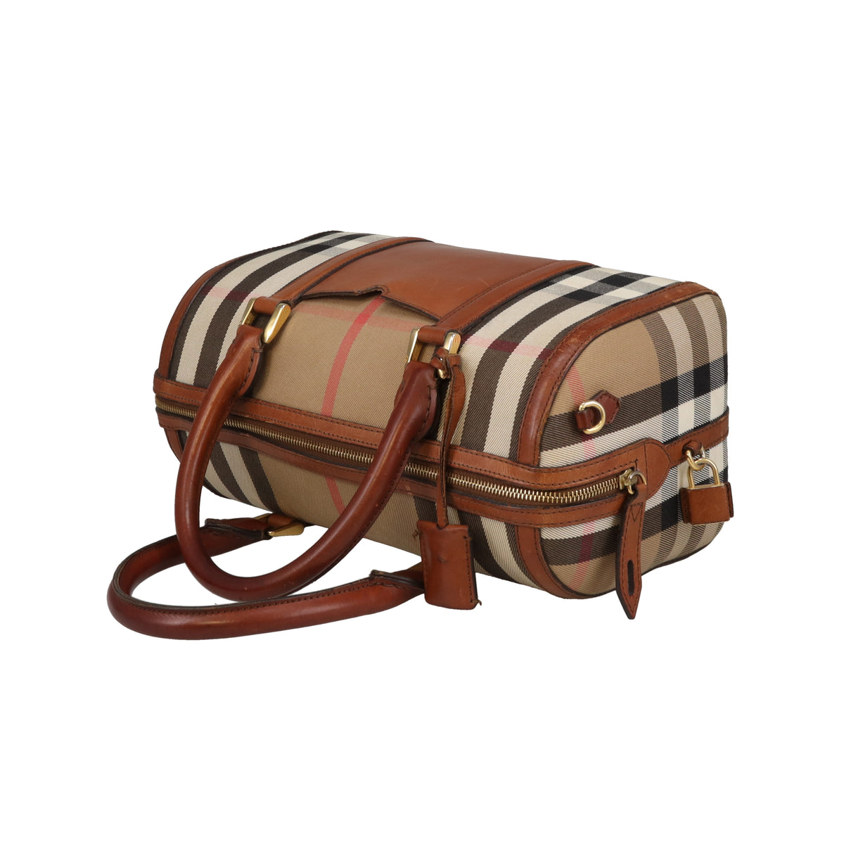 Burberry Alchester Bowling Bag In House Check (No Strap)