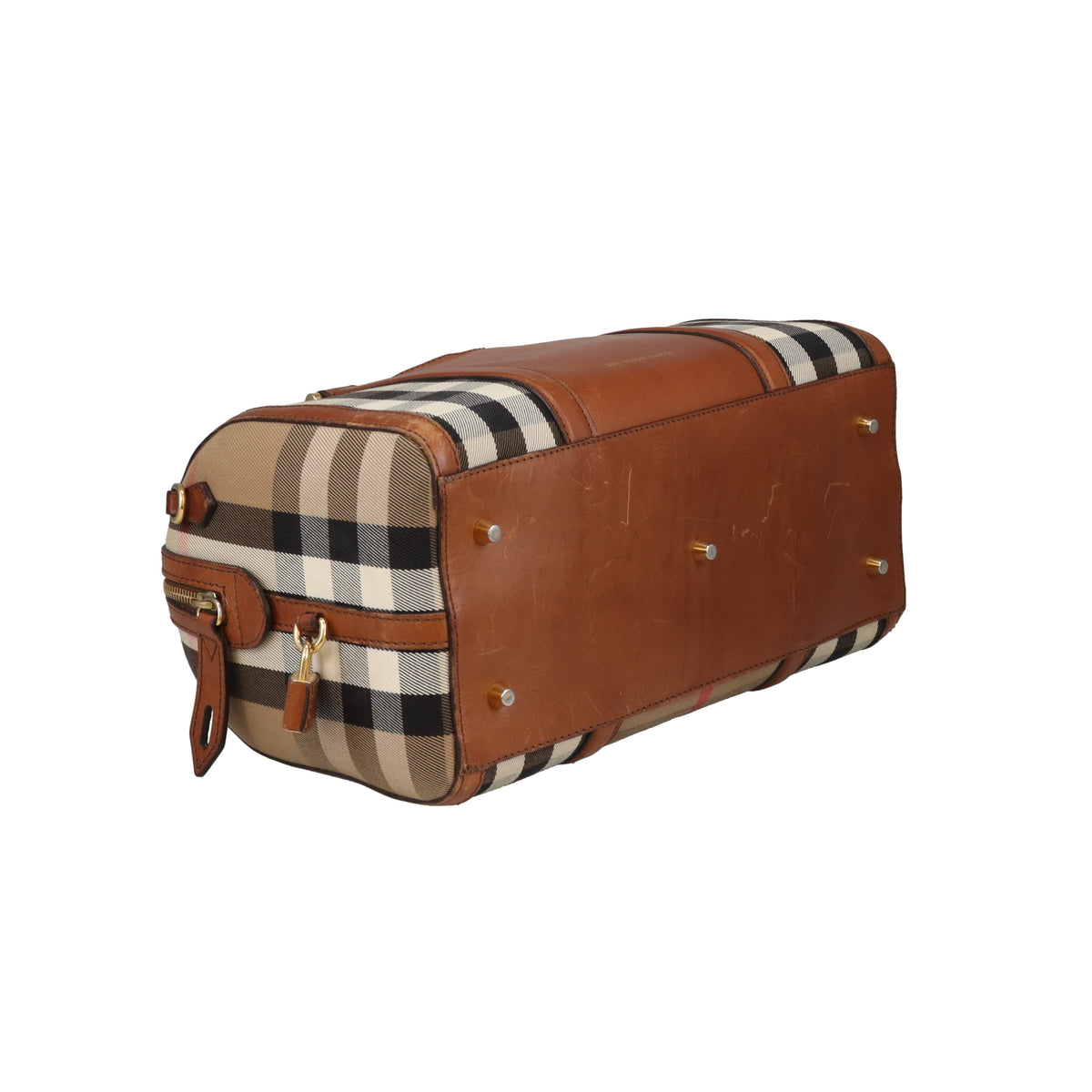Burberry Alchester Bowling Bag In House Check (No Strap)