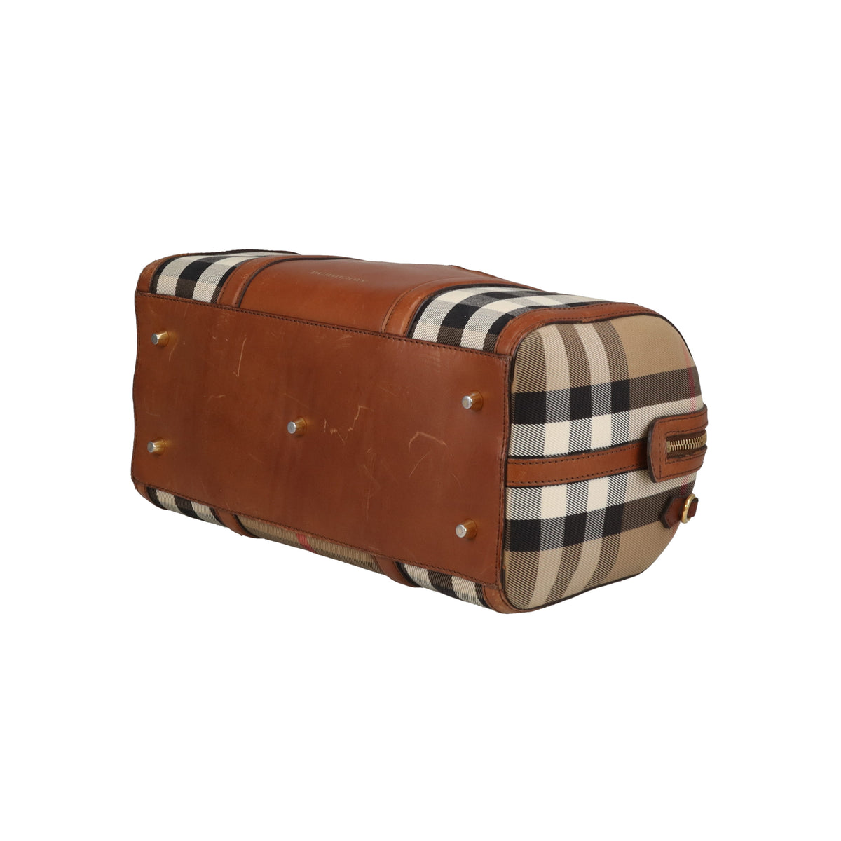 Burberry Alchester Bowling Bag In House Check (No Strap)