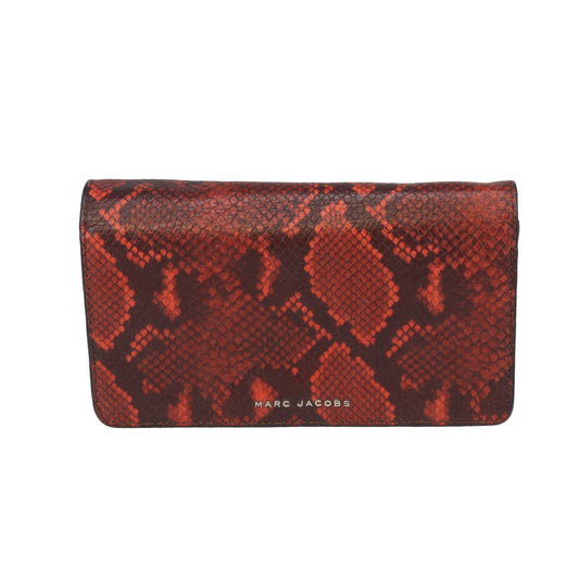 Marc Jacobs Python Embossed Wallet On Strap Red