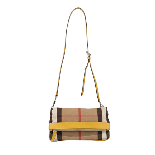 Burberry Folded Clutch With Strap In Mustard & House Check