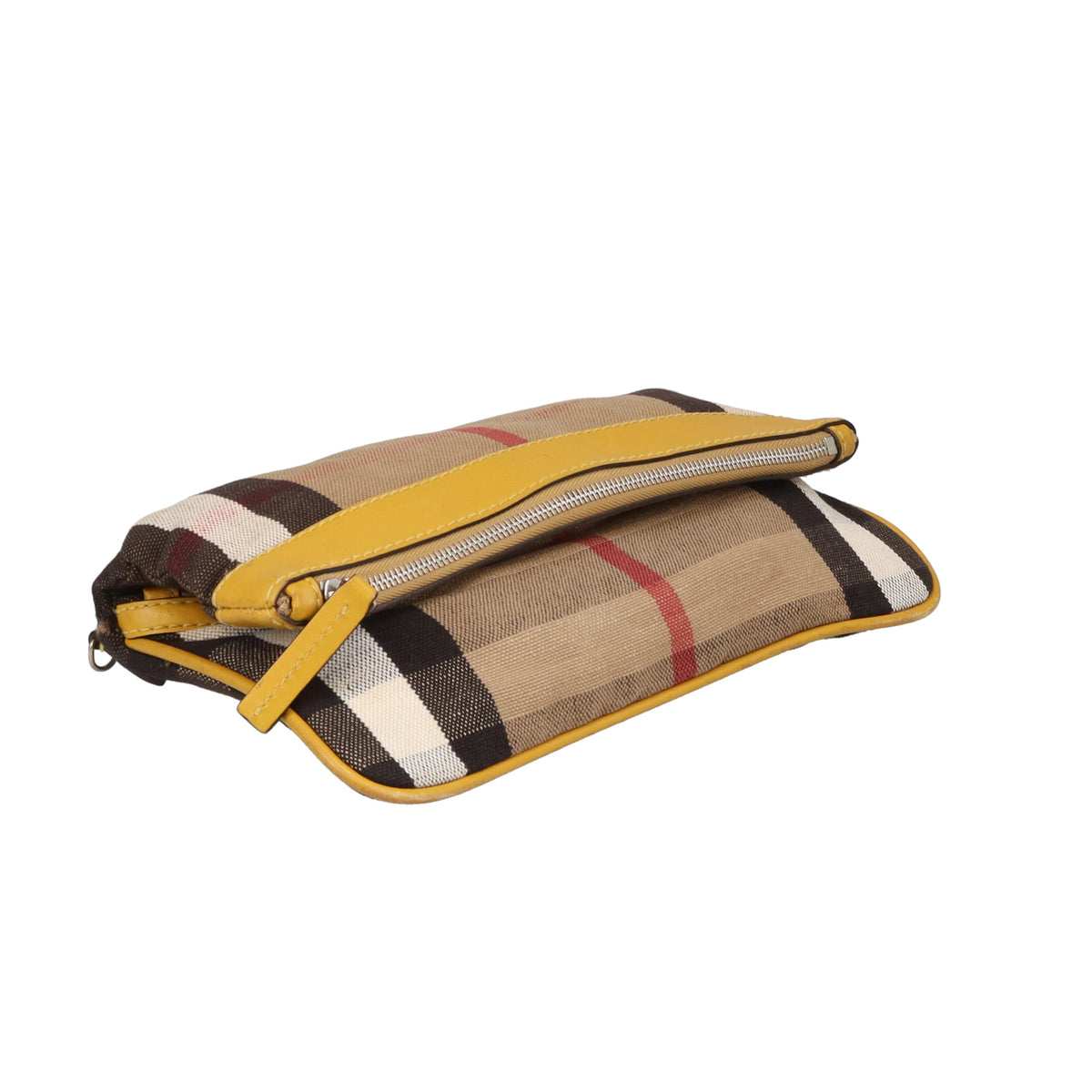 Burberry Folded Clutch With Strap In Mustard & House Check