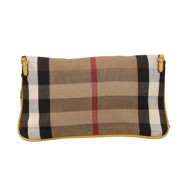 Burberry Folded Clutch With Strap In Mustard & House Check