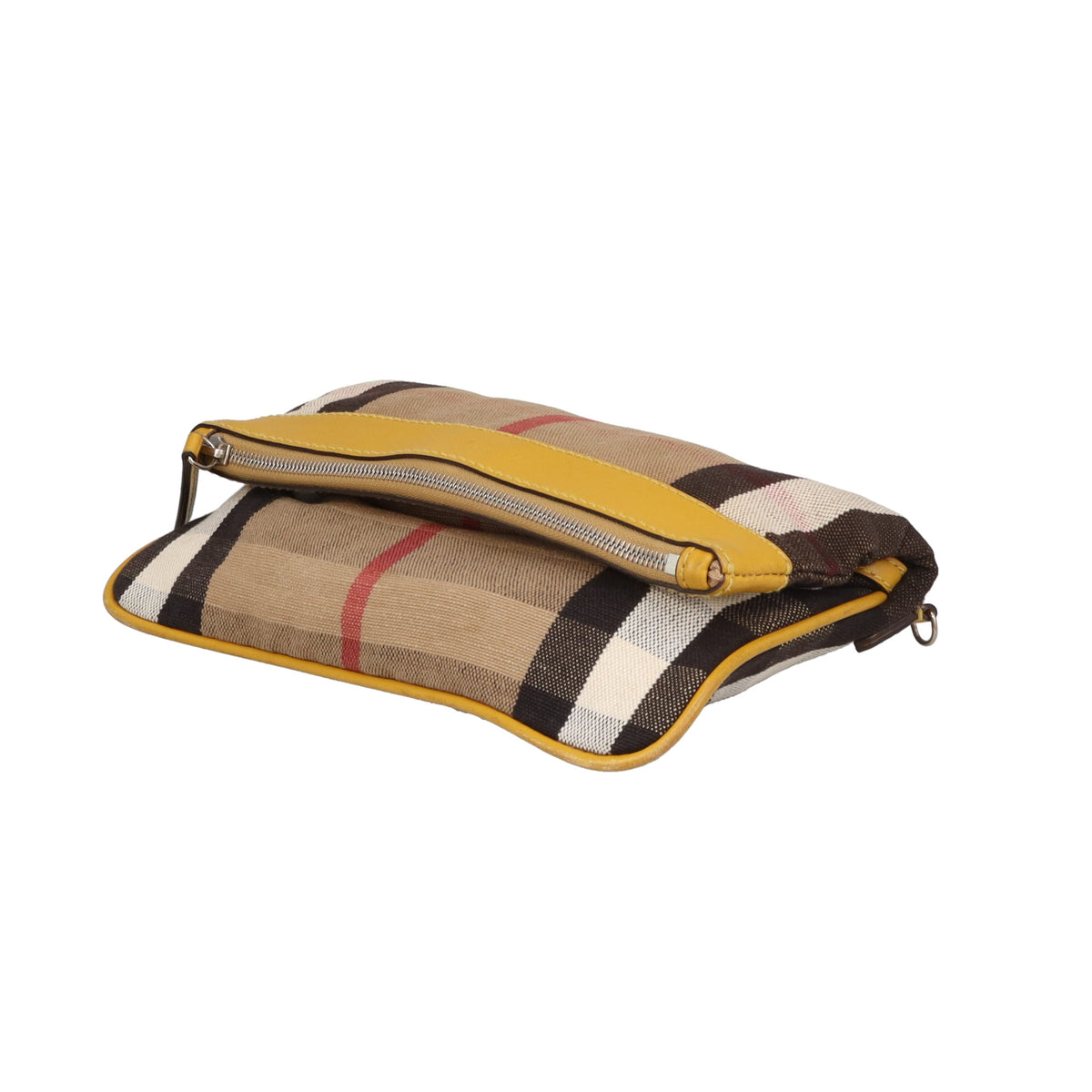 Burberry Folded Clutch With Strap In Mustard & House Check