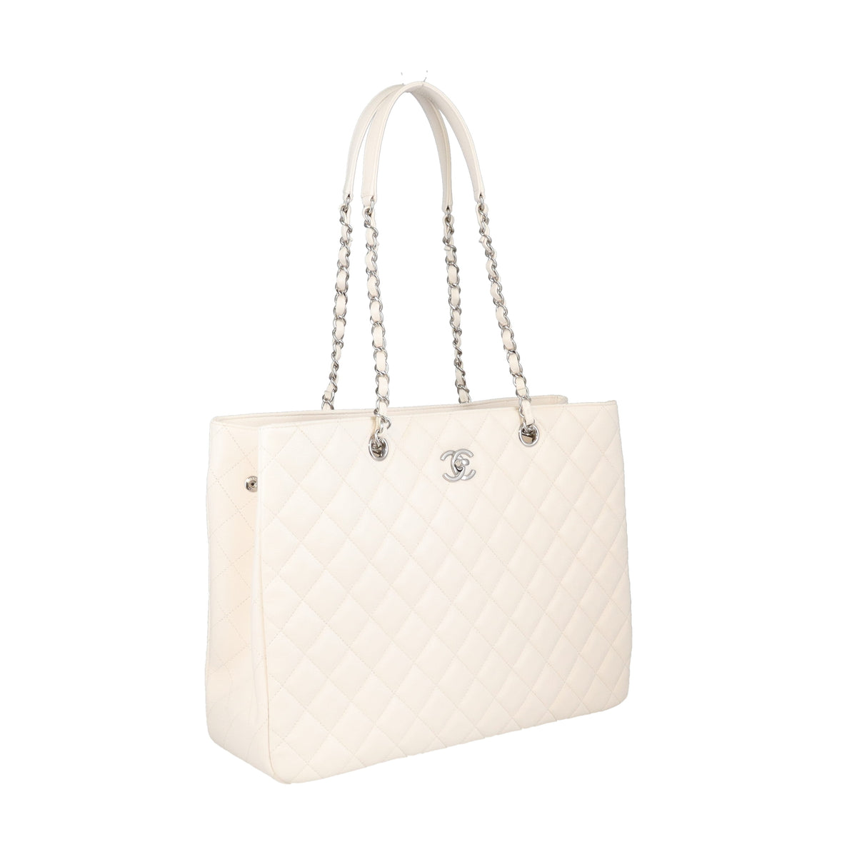 Chanel Classic Shopping Tote White Caviar Leather