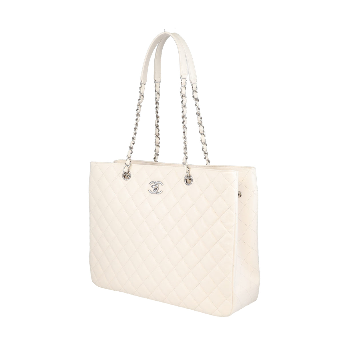 Chanel Classic Shopping Tote White Caviar Leather