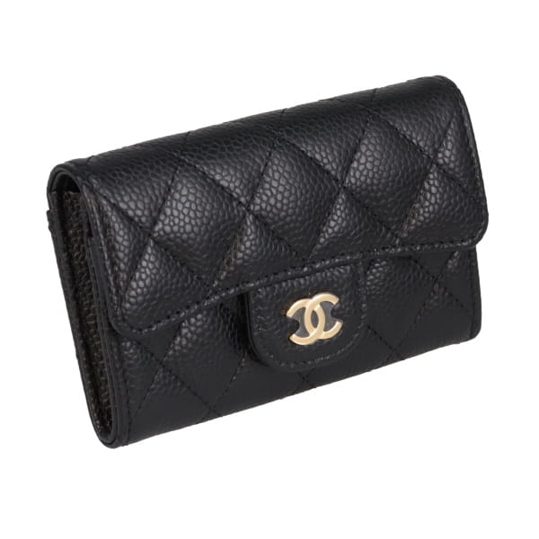 Chanel Flap Classic Card Holder Black caviar GHW (NFID)