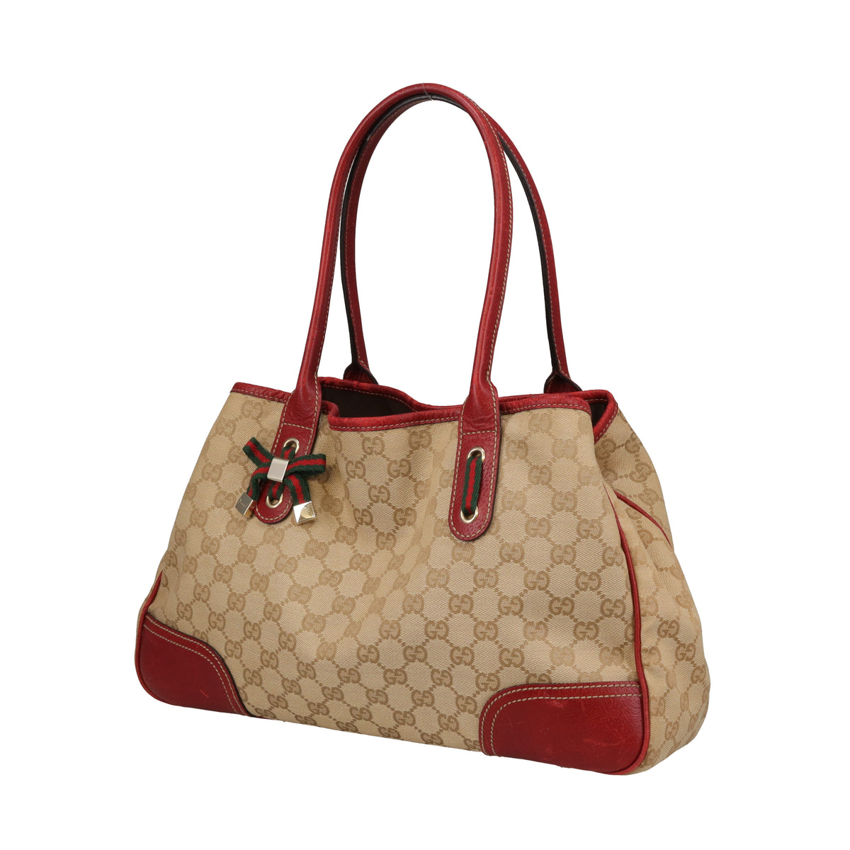 Gucci Princy Tote GG Canvas and Red Leather