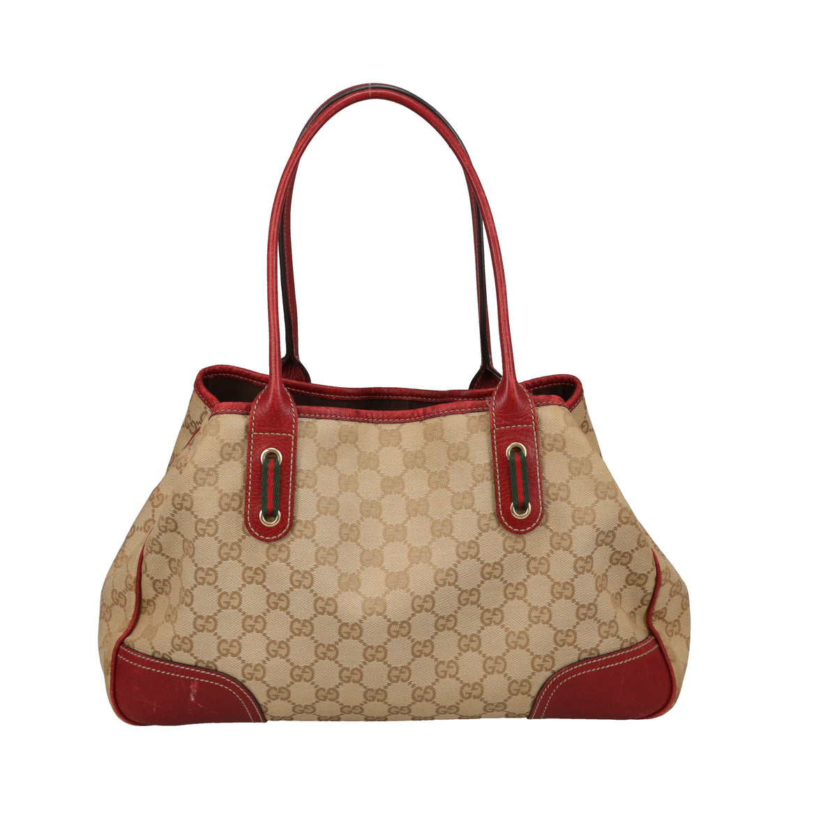 Gucci Princy Tote GG Canvas and Red Leather