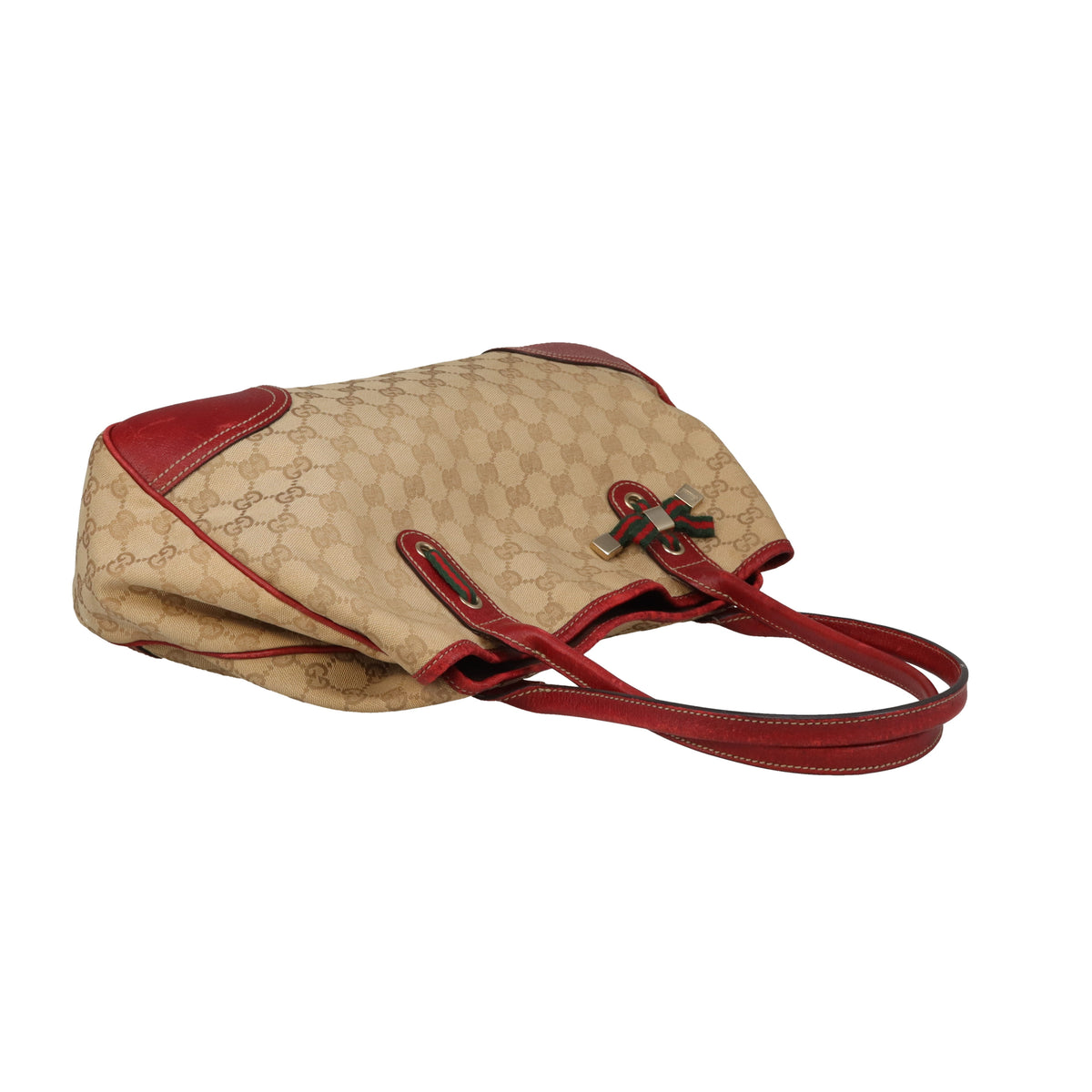 Gucci Princy Tote GG Canvas and Red Leather