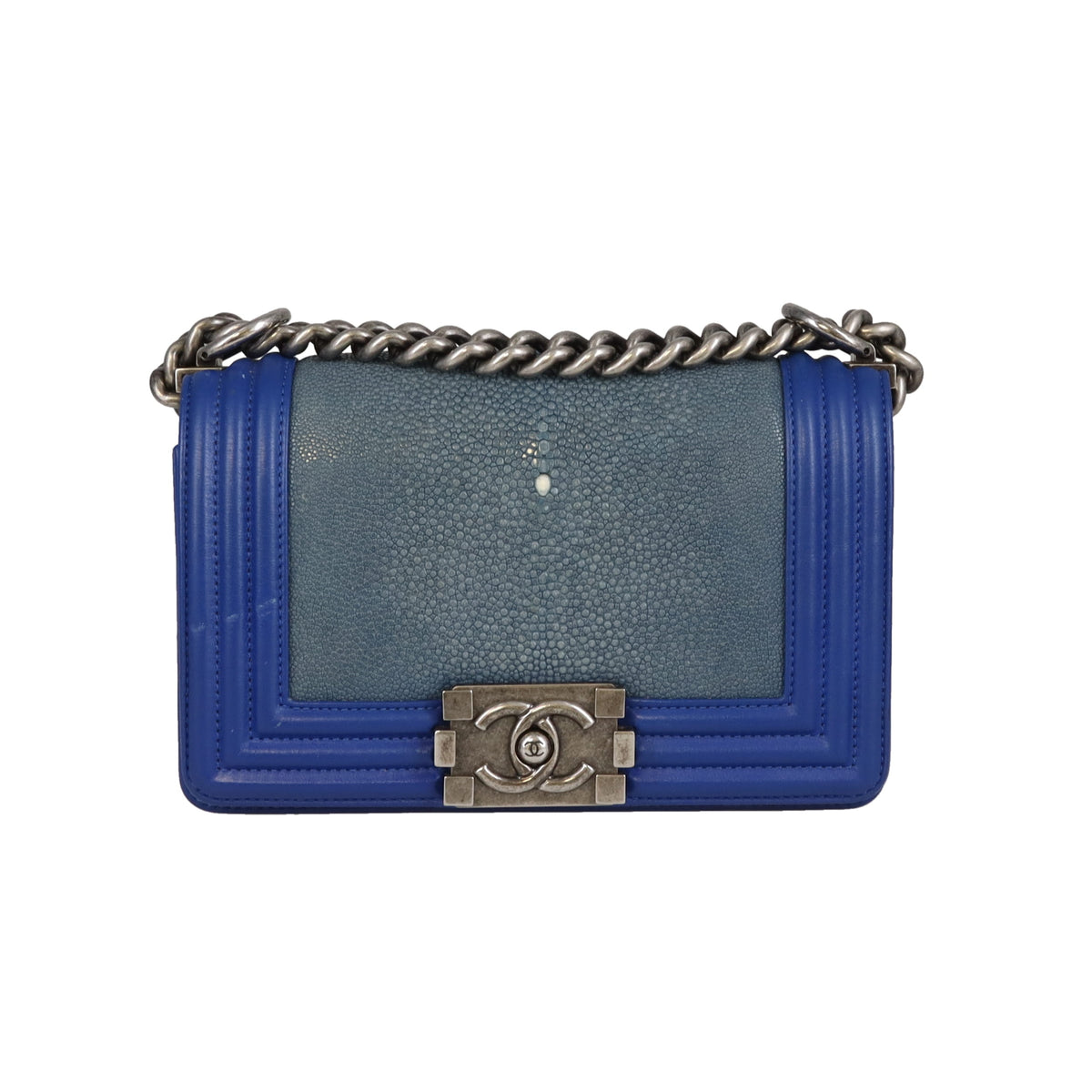 Chanel Boy Bag Small Sting Ray and Blue Leather 2013/14