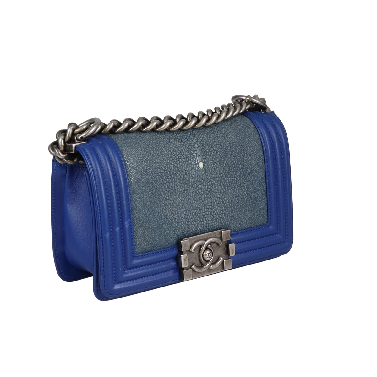 Chanel Boy Bag Small Sting Ray and Blue Leather 2013/14
