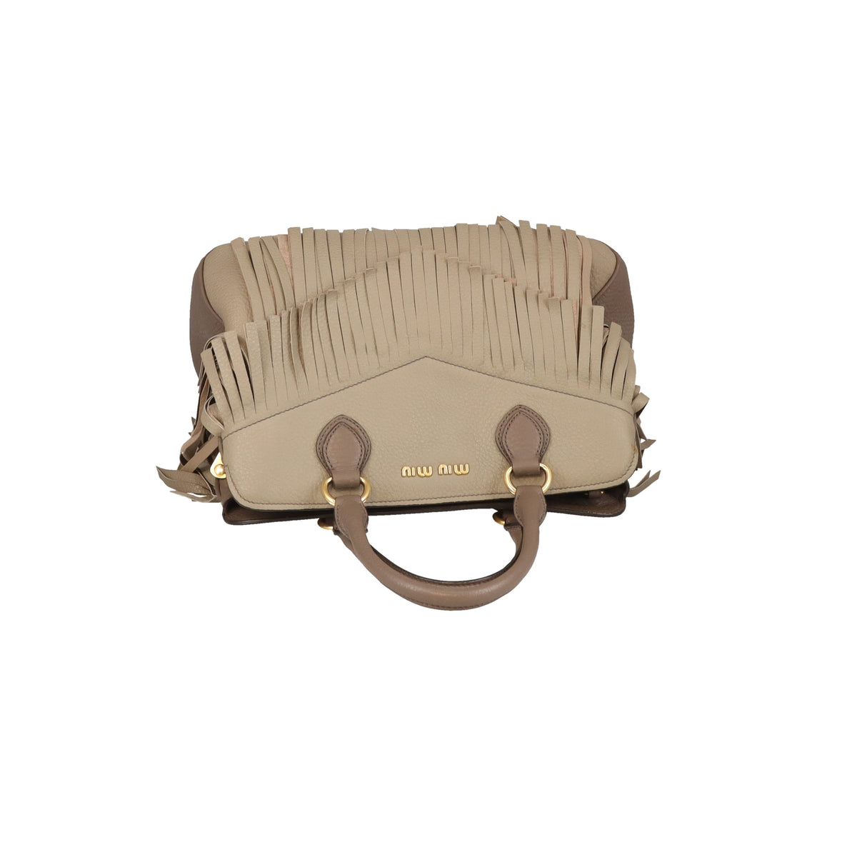 Miu Miu Fringed Tote With Strap Grey