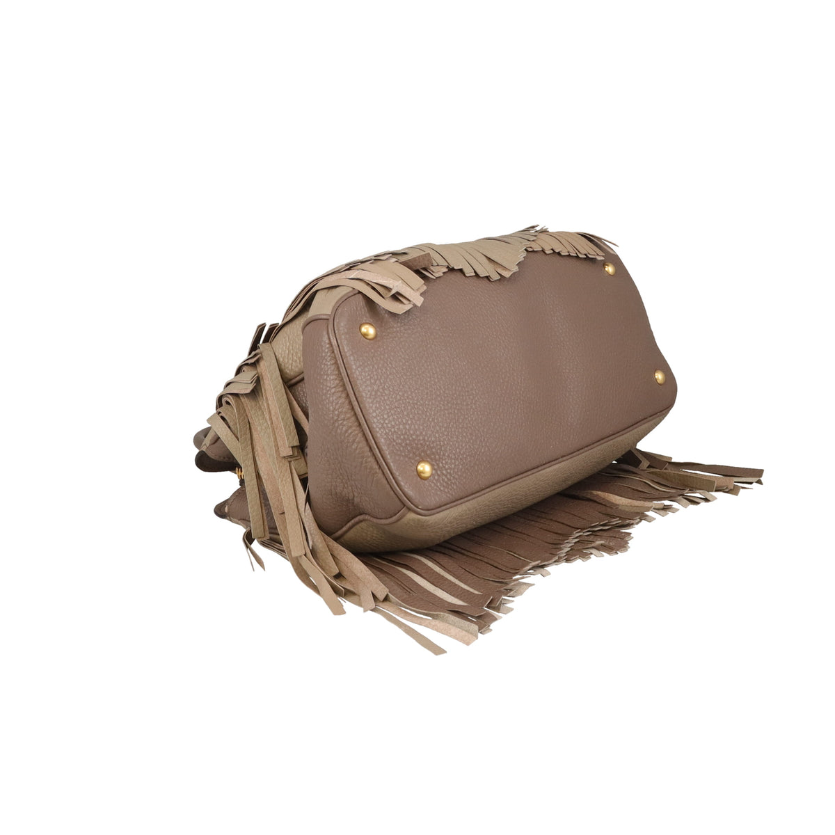 Miu Miu Fringed Tote With Strap Grey