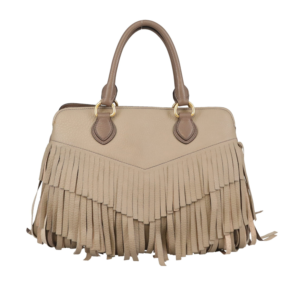 Miu Miu Fringed Tote With Strap Grey
