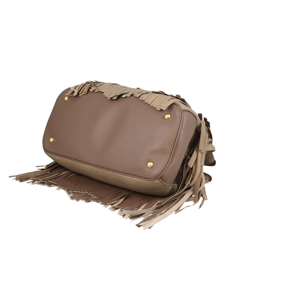 Miu Miu Fringed Tote With Strap Grey