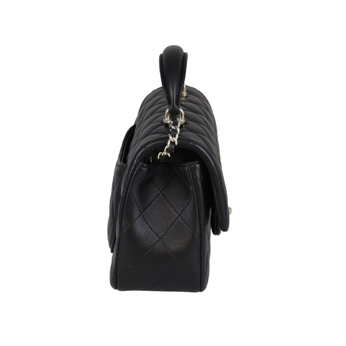 Chanel Mini Rectangle Top Handle Bag Black Lambskin GHW (NFID)