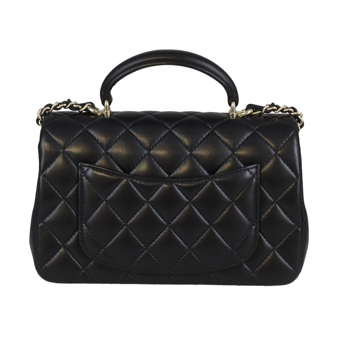 Chanel Mini Rectangle Top Handle Bag Black Lambskin GHW (NFID)