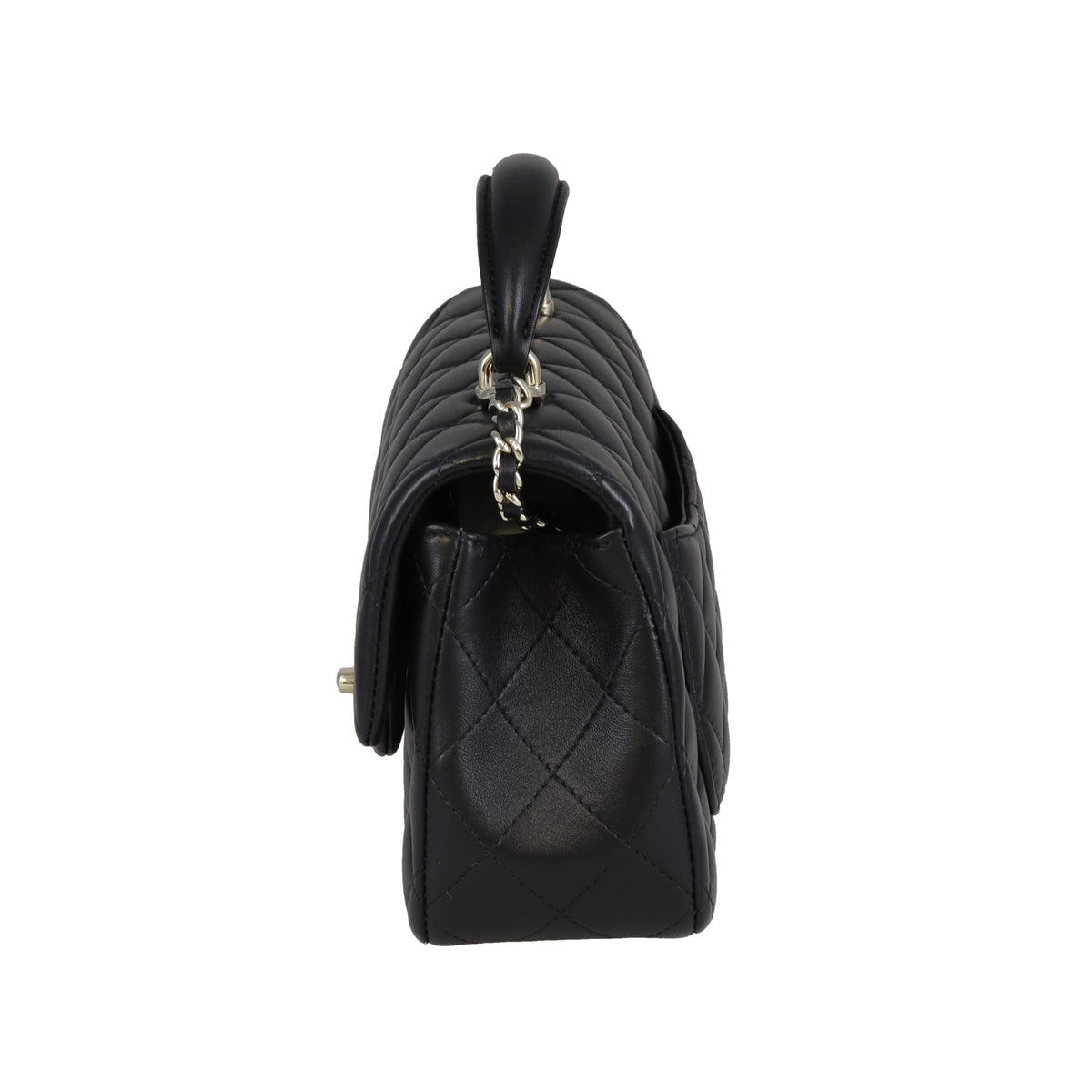 Chanel Mini Rectangle Top Handle Bag Black Lambskin GHW (NFID)