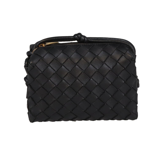 Bottega Veneta Loop Bag Mini Intrecciato Leather Black