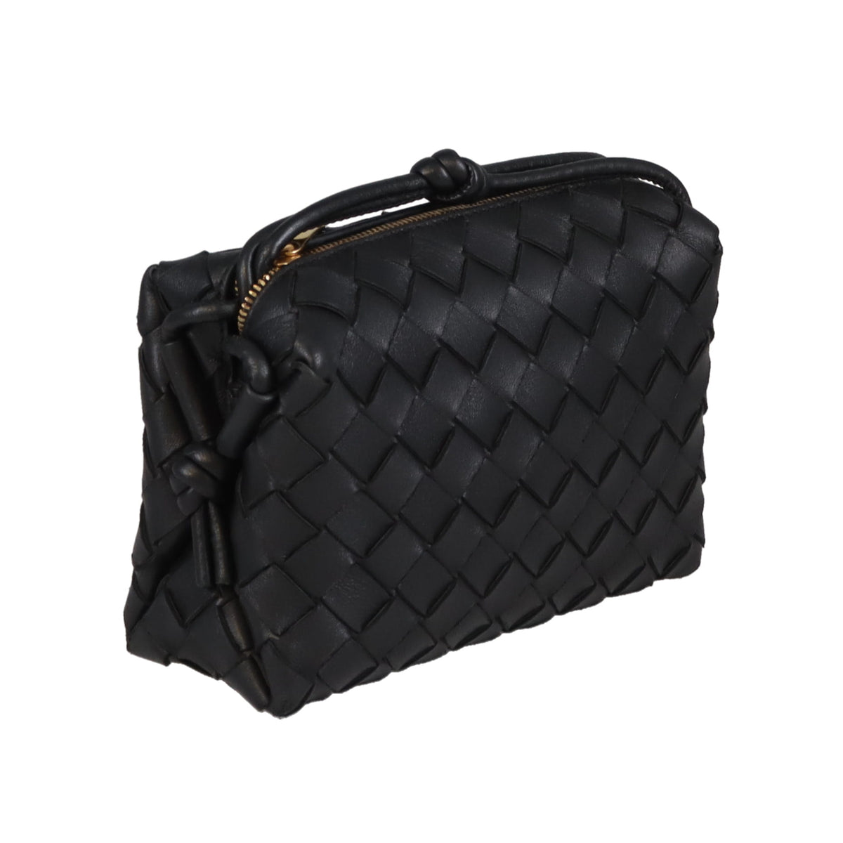 Bottega Veneta Loop Bag Mini Intrecciato Leather Black