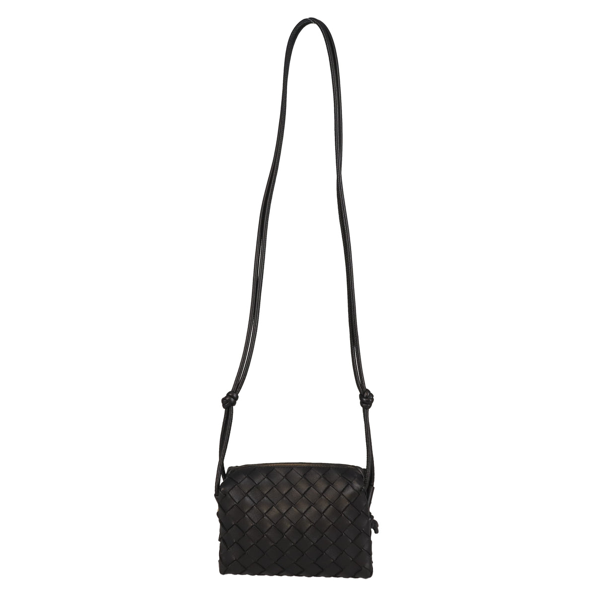 Bottega Veneta Loop Bag Mini Intrecciato Leather Black