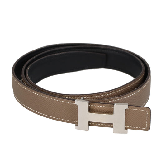 Hermes Belt 24mm Mini Constance Buckle Etoupe/Noir PHW 2017