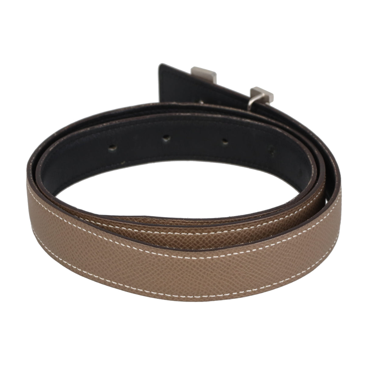 Hermes Belt 24mm Mini Constance Buckle Etoupe/Noir PHW 2017