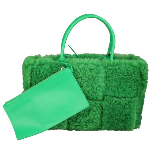 Bottega Veneta Arco Tote Green Shearling and Leather
