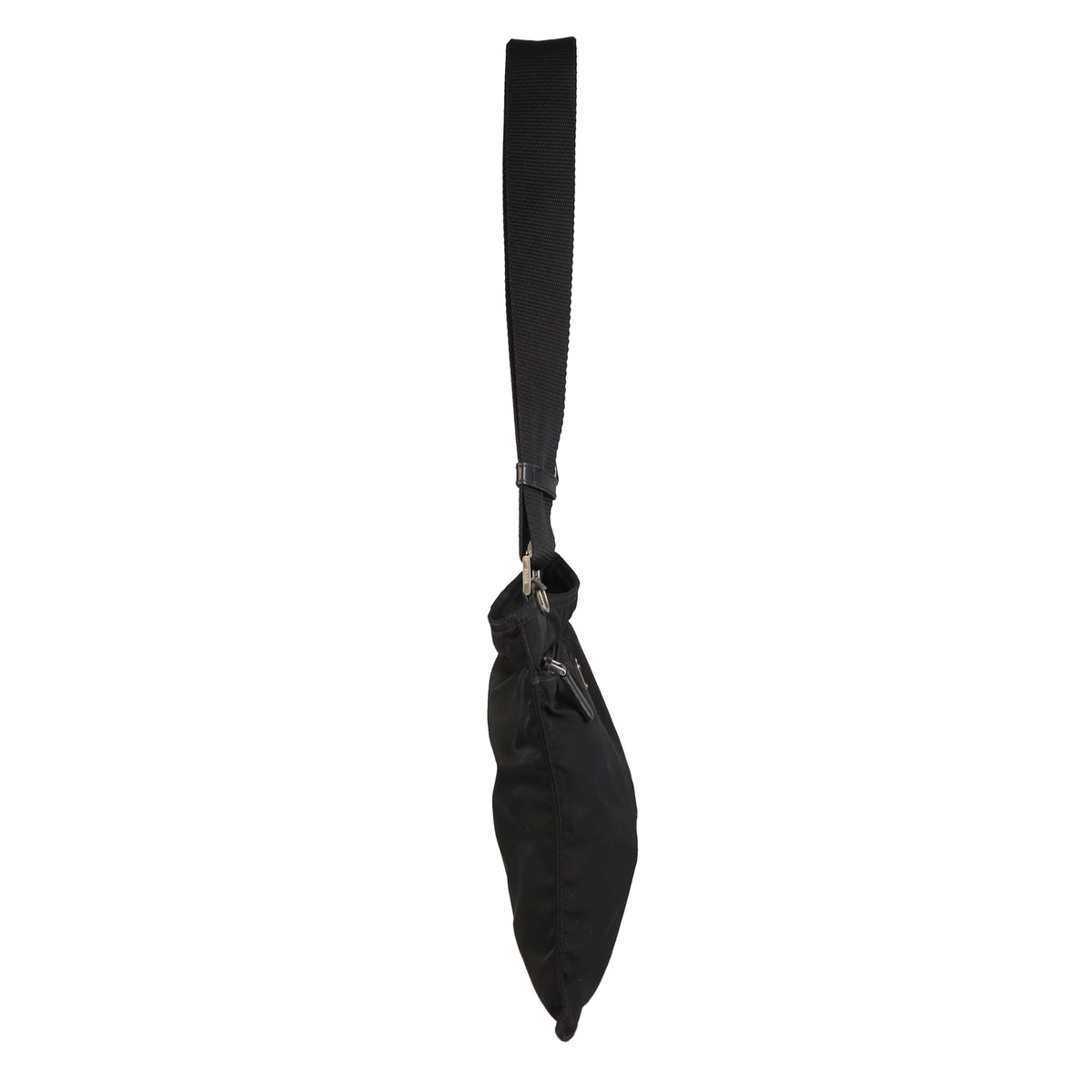 Prada Flat Messenger Zip Front Black Nylon