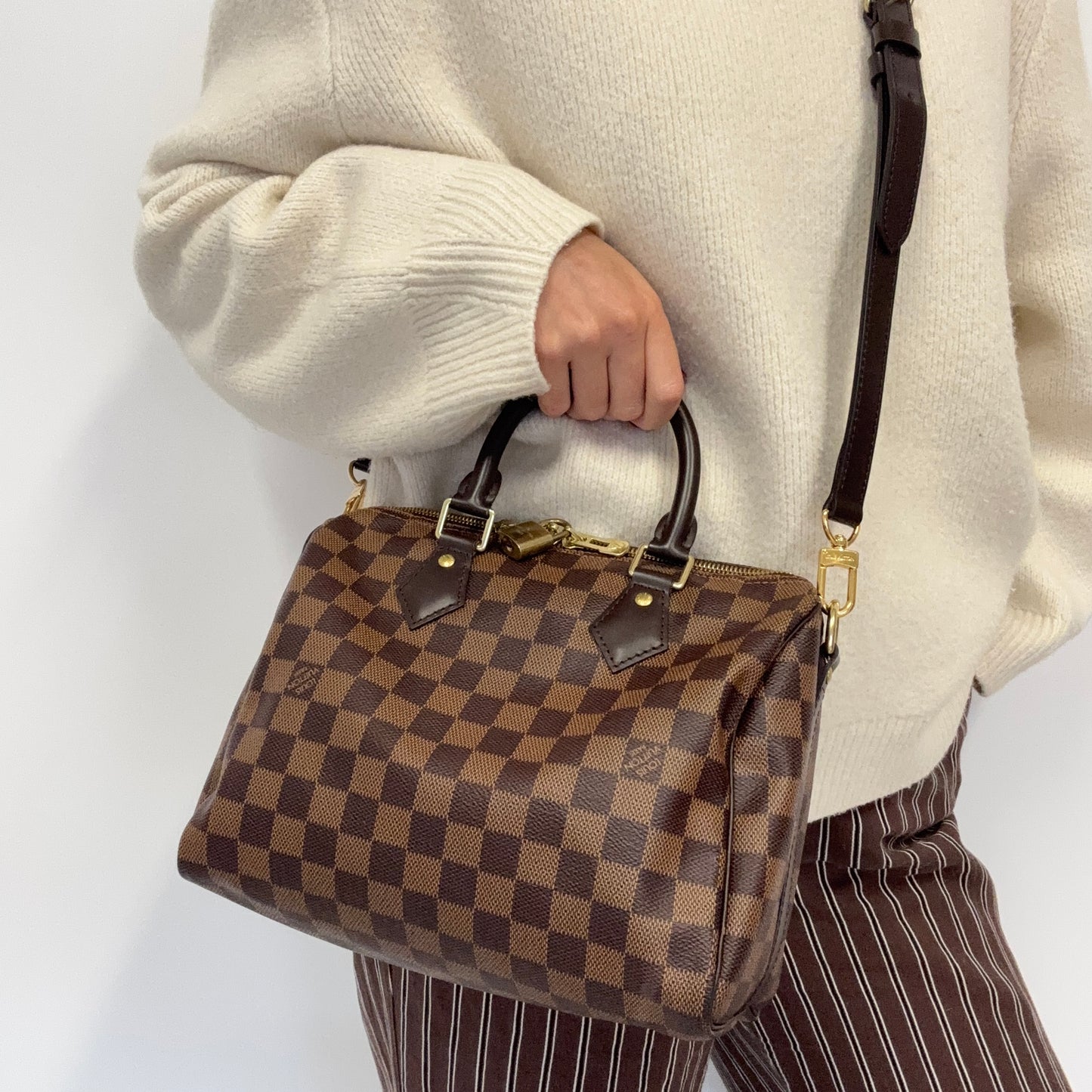 Louis Vuitton Speedy 25 Bandouliere Damier Ebene MB1147