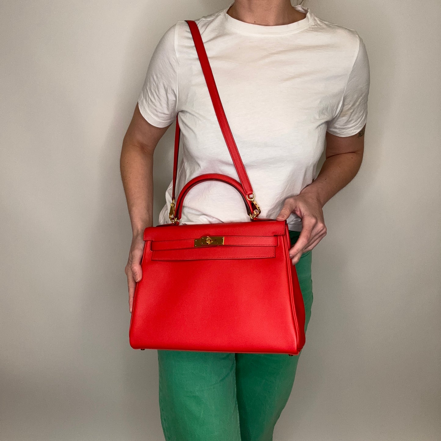 Hermes Kelly 32 Red Evercolor GHW 2016