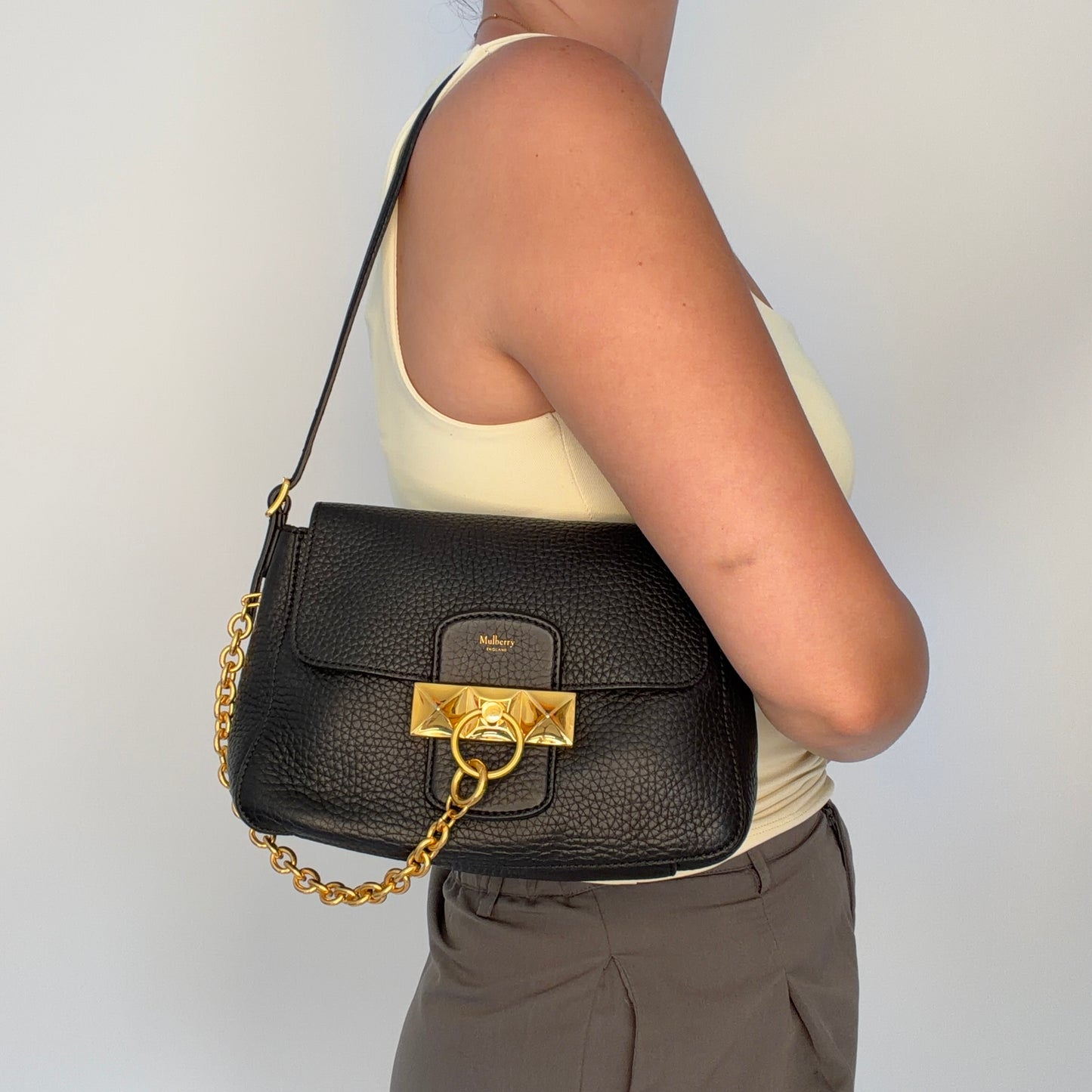 Mulberry Keeley Mini Black In Heavy Grain Leather