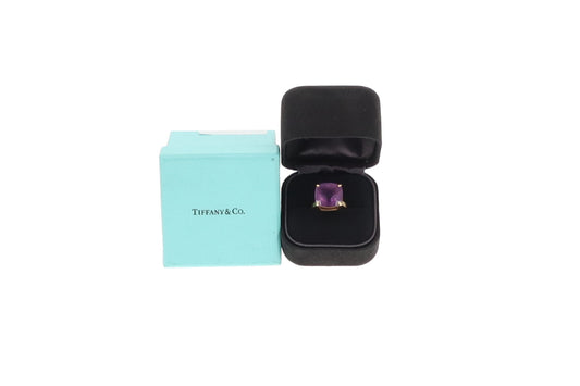 Tiffany & Co 18k Pillow Gold & Amethyst Stone Ring Size 52