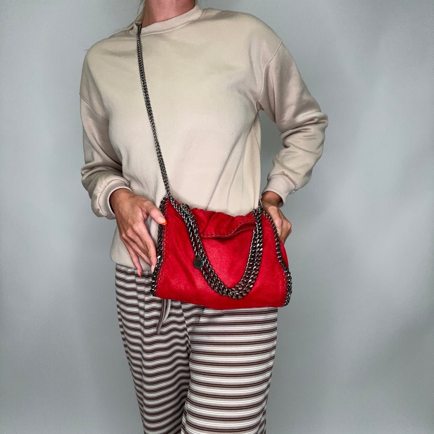 Stella McCartney Falabella Fold Over Mini Red Shaggy Deer