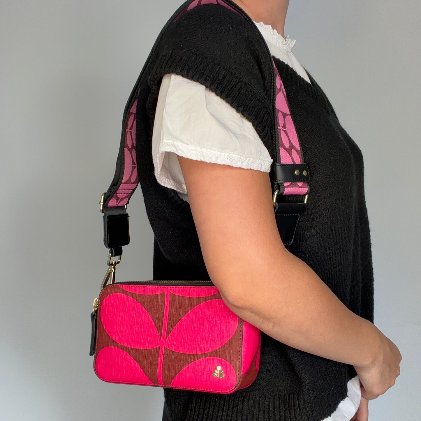 Orla Kiely Duo Crossbody Cerise