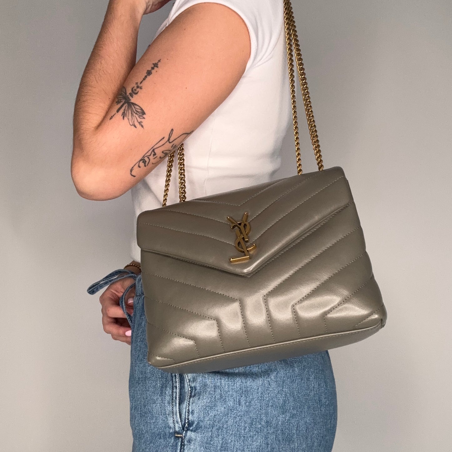 Saint Laurent LouLou Small Khaki GHW 2021