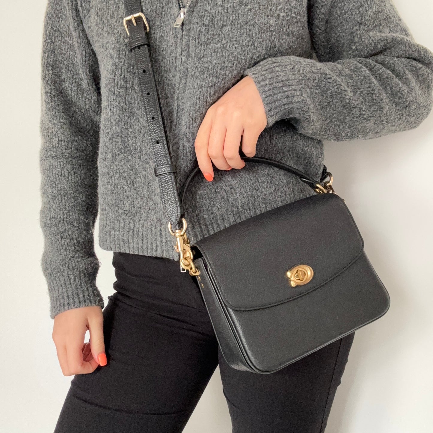 Coach Cassie 19 Black with Strap and Top Handle