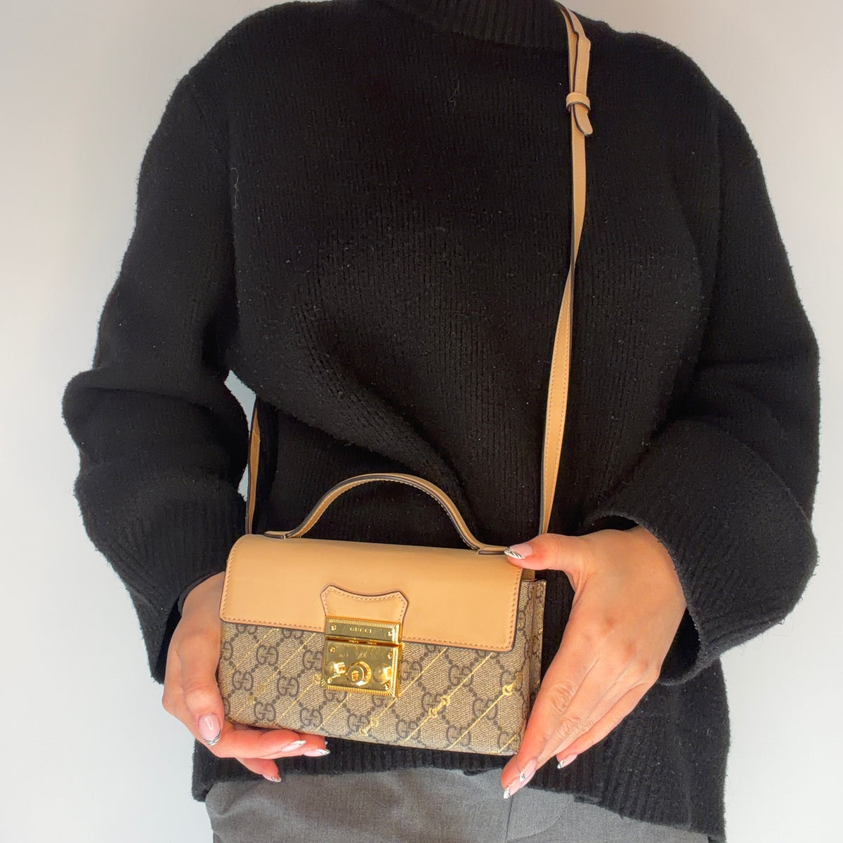 Gucci Padlock Mini Bag GG Supreme With Horsebit Print