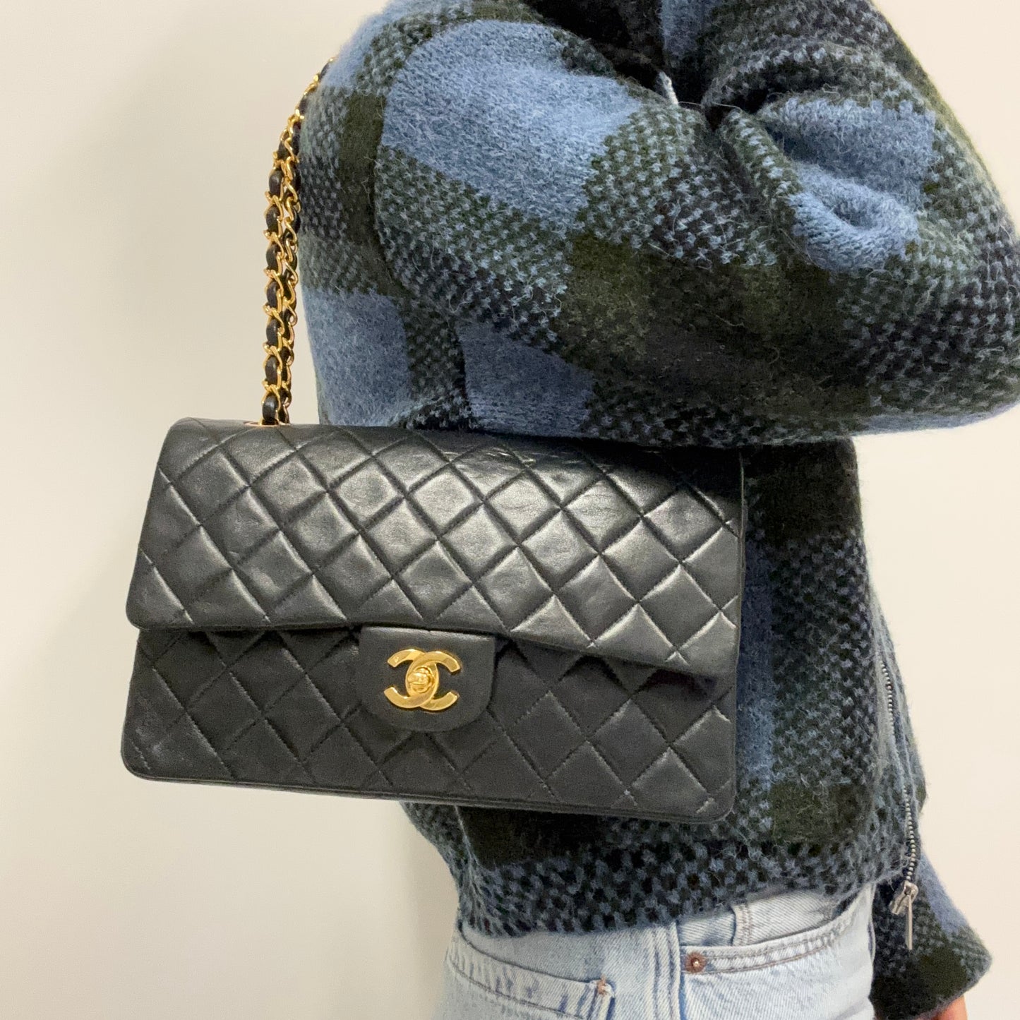 Chanel Classic Lambskin Double Flap Medium Black 1996/97