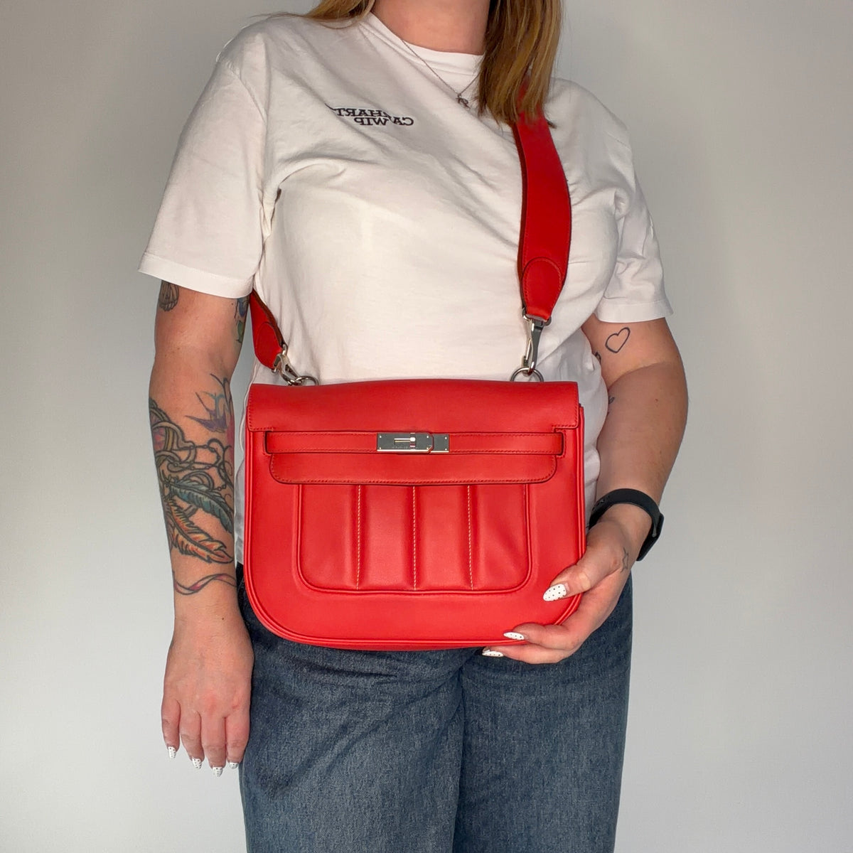 Hermes Sac Berline 28 Red Vermillion Swift PHW 2016