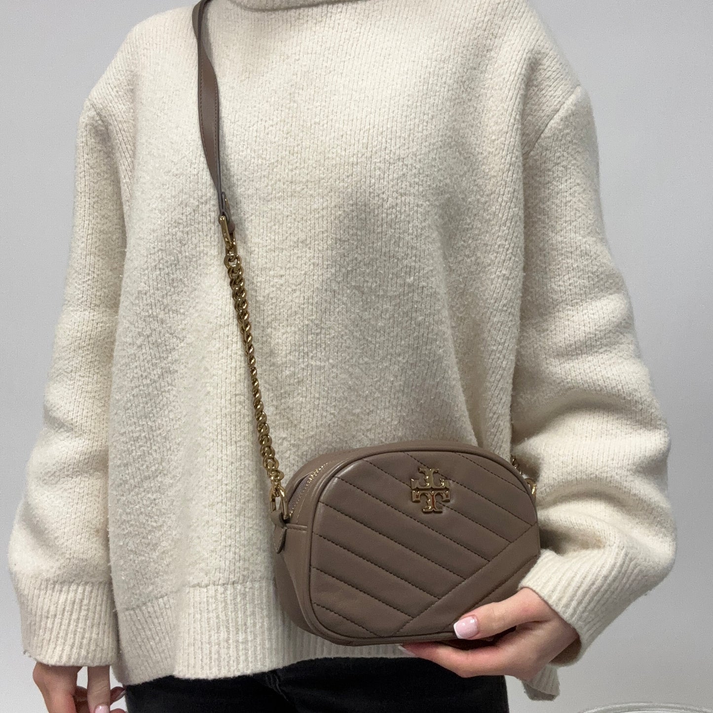 Tory Burch Kira Small Camera Bag Mocha Leather