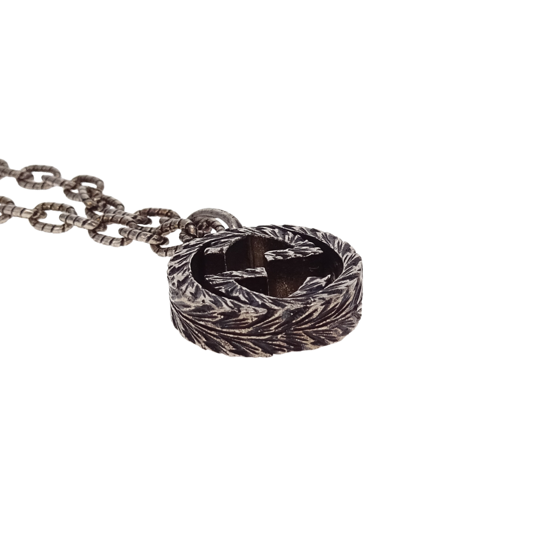 Gucci Interlocking Pendant Necklace In Antiqued Metal