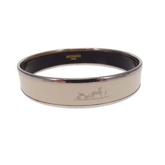 Hermes Printed Enamel Bangle Wide Ivory Small