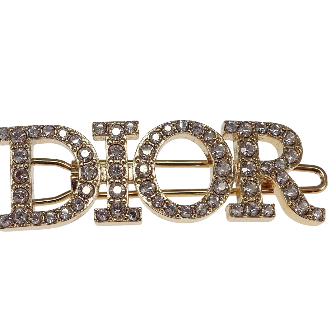 Dior Crystal Dior Logo Barrette Hair Clip