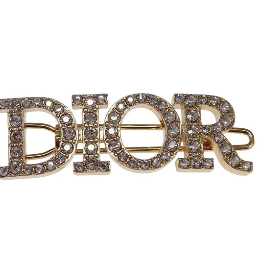 Dior Crystal Dior Logo Barrette Hair Clip
