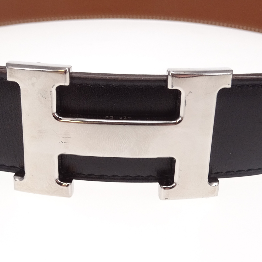 Hermes Swift & Epsom Reversible Belt With Palladium H Buckle Gold & Black 90cm 2004