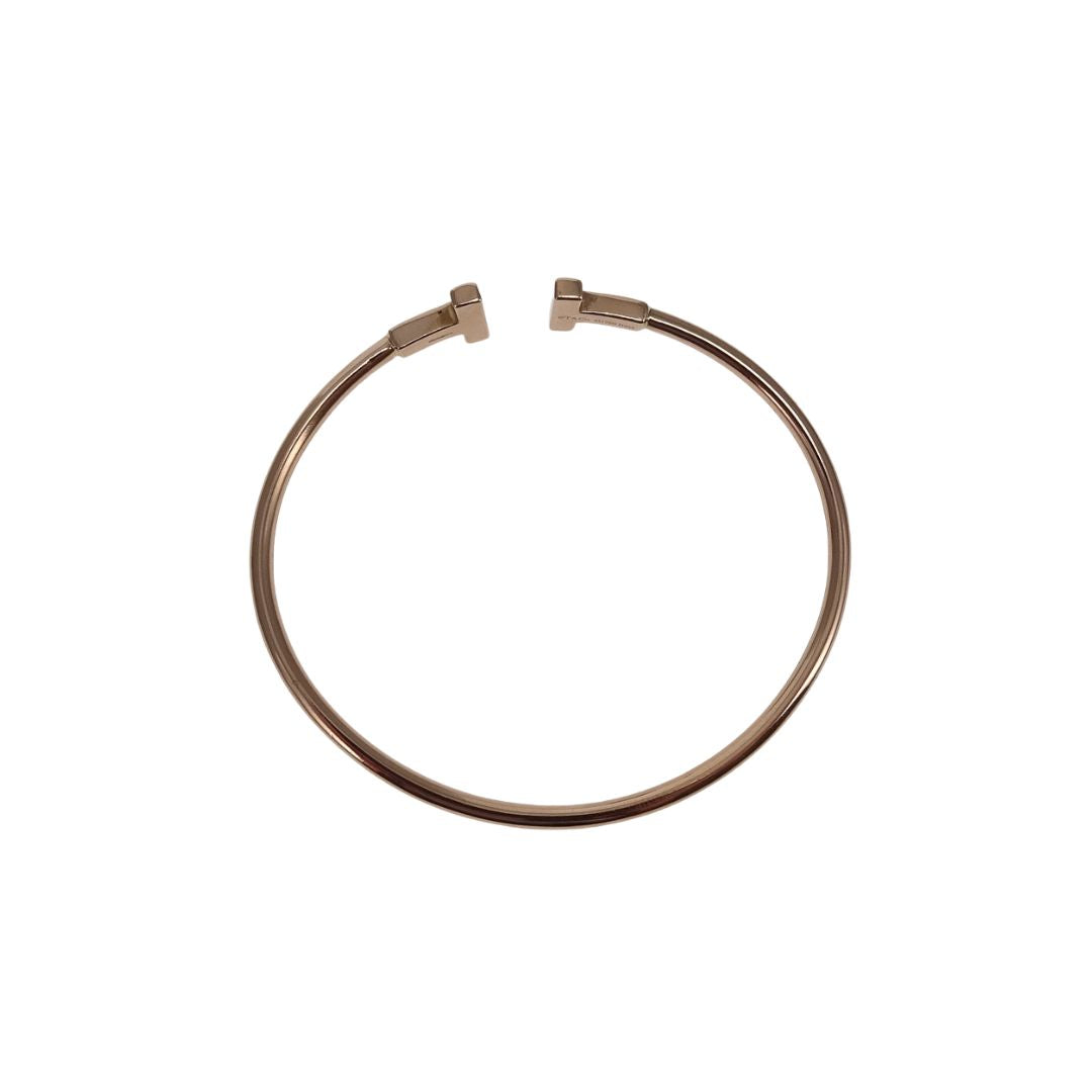 Tiffany & Co T Wire Bracelet Medium Model 18K Rose Gold (Small)